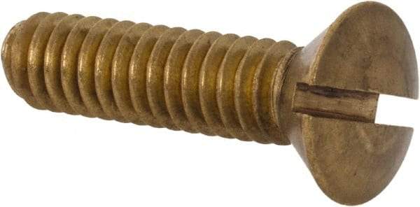 Value Collection - 1/4-20 UNC, 1" OAL Slotted Drive Machine Screw - Oval Head, Brass, Uncoated, Without Washer - Apex Tool & Supply