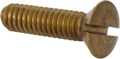Value Collection - 1/4-20 UNC, 1" OAL Slotted Drive Machine Screw - Oval Head, Brass, Uncoated, Without Washer - Apex Tool & Supply