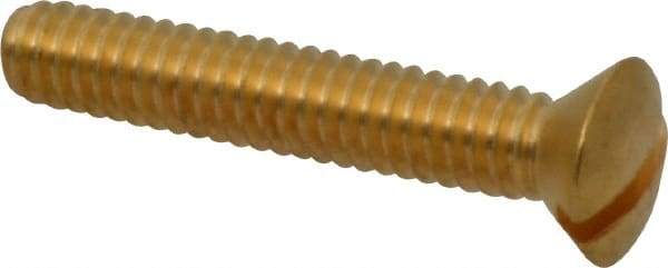Value Collection - 1/4-20 UNC, 1-1/2" OAL Slotted Drive Machine Screw - Oval Head, Brass, Uncoated, Without Washer - Apex Tool & Supply