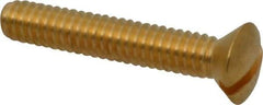 Value Collection - 1/4-20 UNC, 1-1/2" OAL Slotted Drive Machine Screw - Oval Head, Brass, Uncoated, Without Washer - Apex Tool & Supply