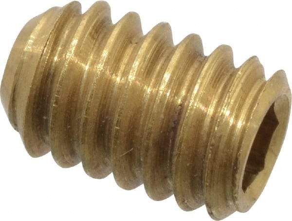 Value Collection - #8-32 UNC, 1/4" OAL, Cup Point Set Screw - Brass, 5/64" Key - Apex Tool & Supply