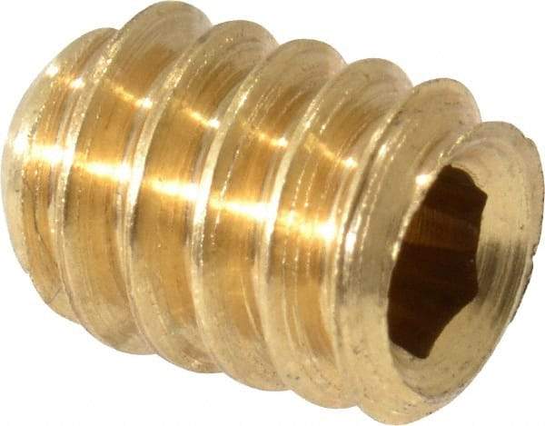 Value Collection - #10-24 UNC, 1/4" OAL, Cup Point Set Screw - Brass, 3/32" Key - Apex Tool & Supply