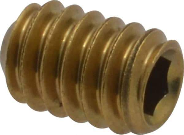 Value Collection - 1/4-20 UNC, 3/8" OAL, Cup Point Set Screw - Brass, 1/8" Key - Apex Tool & Supply