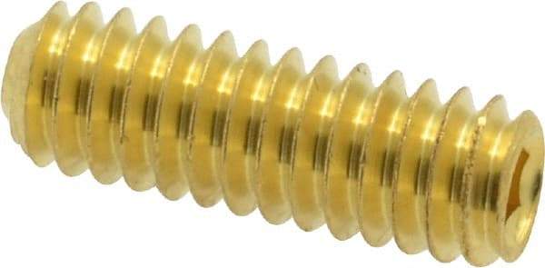 Value Collection - 1/4-20 UNC, 3/4" OAL, Cup Point Set Screw - Brass, 1/8" Key - Apex Tool & Supply