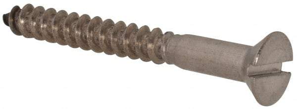 Value Collection - #10, 1-3/4" OAL, Slotted Drive, Flat Head Wood Screw - Stainless Steel, Grade 18-8 - Apex Tool & Supply