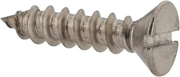 Value Collection - #12, 1" OAL, Slotted Drive, Flat Head Wood Screw - Stainless Steel, Grade 18-8 - Apex Tool & Supply