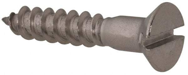 Value Collection - #12, 1-1/4" OAL, Slotted Drive, Flat Head Wood Screw - Stainless Steel, Grade 18-8 - Apex Tool & Supply
