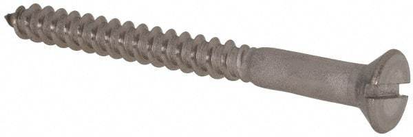 Value Collection - #12, 2-1/2" OAL, Slotted Drive, Flat Head Wood Screw - Stainless Steel, Grade 18-8 - Apex Tool & Supply