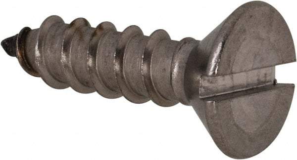 Value Collection - #14, 1" OAL, Slotted Drive, Flat Head Wood Screw - Stainless Steel, Grade 18-8 - Apex Tool & Supply