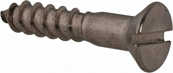 Value Collection - #14, 1-1/4" OAL, Slotted Drive, Flat Head Wood Screw - Stainless Steel, Grade 18-8 - Apex Tool & Supply