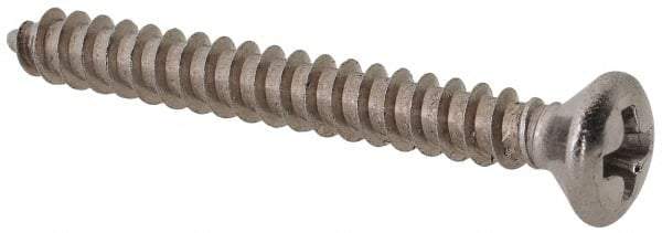 Value Collection - #4 Oval Head Phillips Sheet Metal Screw - Stainless Steel, 1" OAL, Grade 18-8 - Apex Tool & Supply