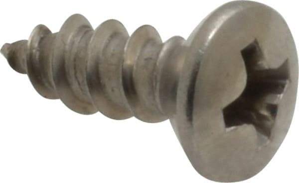 Value Collection - #8 Oval Head Phillips Sheet Metal Screw - Stainless Steel, 1/2" OAL, Grade 18-8 - Apex Tool & Supply