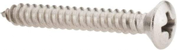 Value Collection - #10 Oval Head Phillips Sheet Metal Screw - Stainless Steel, 1-1/2" OAL, Grade 18-8 - Apex Tool & Supply