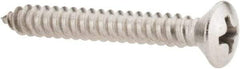 Value Collection - #10 Oval Head Phillips Sheet Metal Screw - Stainless Steel, 1-1/2" OAL, Grade 18-8 - Apex Tool & Supply