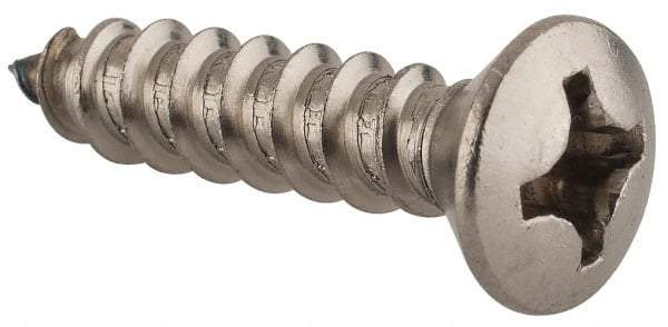Value Collection - #12 Oval Head Phillips Sheet Metal Screw - Stainless Steel, 1" OAL, Grade 18-8 - Apex Tool & Supply