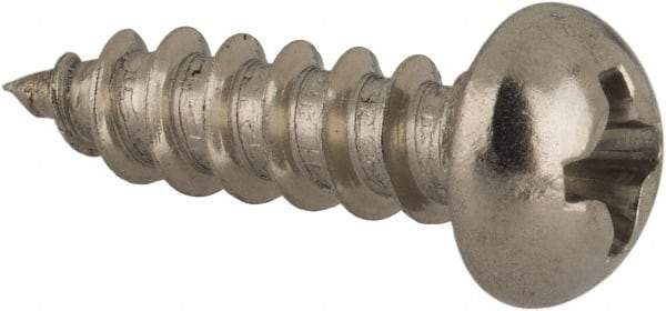 Value Collection - #6 Round Head Phillips Sheet Metal Screw - Stainless Steel, 1/2" Length Under Head, Grade 18-8 - Apex Tool & Supply