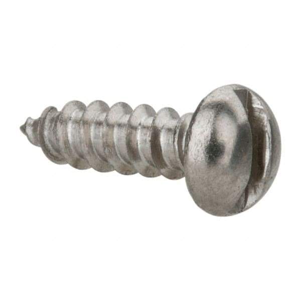 Value Collection - #6 Round Head Slotted Sheet Metal Screw - Stainless Steel, 1/2" Length Under Head, Grade 18-8 - Apex Tool & Supply