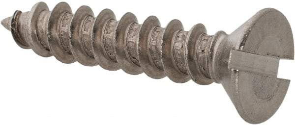 Value Collection - #10 Flat Head Slotted Sheet Metal Screw - Stainless Steel, 1" OAL, Grade 18-8 - Apex Tool & Supply