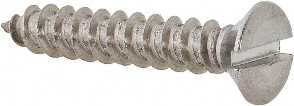 Value Collection - #14 Flat Head Slotted Sheet Metal Screw - Stainless Steel, 1-1/2" OAL, Grade 18-8 - Apex Tool & Supply
