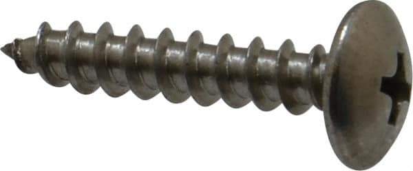 Value Collection - #10 Truss Head Slotted Sheet Metal Screw - Stainless Steel, 1" Length Under Head, Grade 18-8 - Apex Tool & Supply