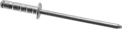 RivetKing - Size 43-45 Dome Head Aluminum Multi Grip Blind Rivet - Steel Mandrel, 0.196" to 0.33" Grip, 1/4" Head Diam, 0.129" to 0.133" Hole Diam, 0.586" Length Under Head, 1/8" Body Diam - Apex Tool & Supply