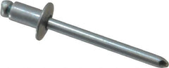 RivetKing - Size 62 Dome Head Steel Open End Blind Rivet - Steel Mandrel, 0.02" to 1/8" Grip, 3/8" Head Diam, 0.192" to 0.196" Hole Diam, 0.325" Length Under Head, 3/16" Body Diam - Apex Tool & Supply