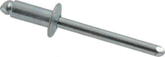 RivetKing - Size 64 Dome Head Steel Open End Blind Rivet - Steel Mandrel, 0.188" to 1/4" Grip, 3/8" Head Diam, 0.192" to 0.196" Hole Diam, 0.45" Length Under Head, 3/16" Body Diam - Apex Tool & Supply