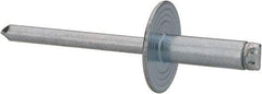 RivetKing - Size 66 Large Flange Dome Head Steel Open End Blind Rivet - Steel Mandrel, 0.251" to 3/8" Grip, 5/8" Head Diam, 0.192" to 0.196" Hole Diam, 0.575" Length Under Head, 3/16" Body Diam - Apex Tool & Supply