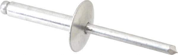 RivetKing - Size 612 Large Flange Dome Head Aluminum Open End Blind Rivet - Aluminum Mandrel, 0.626" to 3/4" Grip, 5/8" Head Diam, 0.192" to 0.196" Hole Diam, 0.95" Length Under Head, 3/16" Body Diam - Apex Tool & Supply