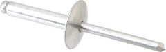 RivetKing - Size 612 Large Flange Dome Head Aluminum Open End Blind Rivet - Aluminum Mandrel, 0.626" to 3/4" Grip, 5/8" Head Diam, 0.192" to 0.196" Hole Diam, 0.95" Length Under Head, 3/16" Body Diam - Apex Tool & Supply