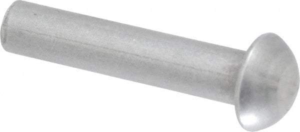 RivetKing - 1/4" Body Diam, Round Uncoated Steel Solid Rivet - 1-1/4" Length Under Head - Apex Tool & Supply