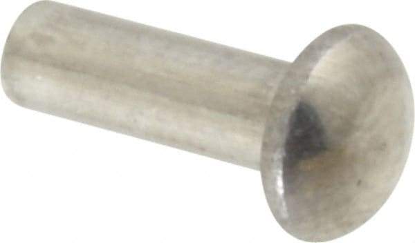 RivetKing - 1/8" Body Diam, Round Aluminum Solid Rivet - 3/8" Length Under Head, Grade 1100F - Apex Tool & Supply