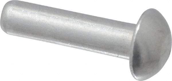 RivetKing - 1/8" Body Diam, Round Uncoated Aluminum Solid Rivet - 1/2" Length Under Head, Grade 1100F - Apex Tool & Supply