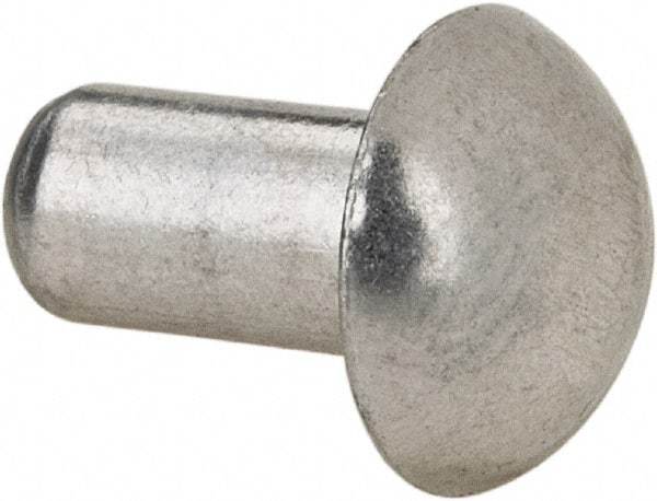 RivetKing - 3/16" Body Diam, Round Uncoated Aluminum Solid Rivet - 3/8" Length Under Head, Grade 1100F - Apex Tool & Supply
