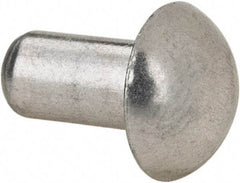 RivetKing - 3/16" Body Diam, Round Uncoated Aluminum Solid Rivet - 3/8" Length Under Head, Grade 1100F - Apex Tool & Supply