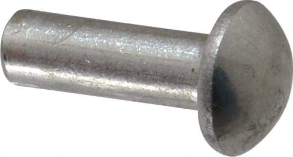 RivetKing - 1/4" Body Diam, Round Aluminum Solid Rivet - 3/4" Length Under Head, Grade 1100F - Apex Tool & Supply