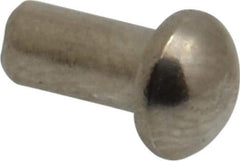 RivetKing - 1/8" Body Diam, Round Uncoated Stainless Steel Solid Rivet - 1/4" Length Under Head, Grade 18-8 - Apex Tool & Supply