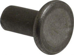 RivetKing - 3/16" Body Diam, Flat Uncoated Steel Solid Rivet - 3/8" Length Under Head - Apex Tool & Supply