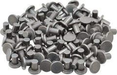 RivetKing - 1/4" Body Diam, Flat Steel Solid Rivet - 3/8" Length Under Head - Apex Tool & Supply