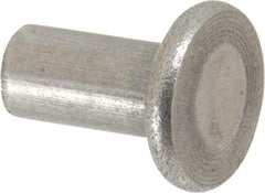 RivetKing - 1/4" Body Diam, Flat Uncoated Steel Solid Rivet - 1/2" Length Under Head - Apex Tool & Supply