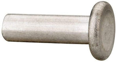 RivetKing - 3/16" Body Diam, Flat Uncoated Aluminum Solid Rivet - 5/8" Length Under Head, Grade 1100F - Apex Tool & Supply