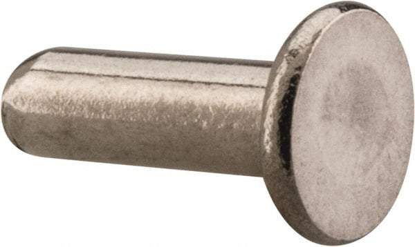 RivetKing - 1/8" Body Diam, Flat Uncoated Stainless Steel Solid Rivet - 3/8" Length Under Head, Grade 18-8 - Apex Tool & Supply