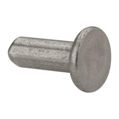 RivetKing - 3/16" Body Diam, Flat Uncoated Stainless Steel Solid Rivet - 1/2" Length Under Head, Grade 18-8 - Apex Tool & Supply