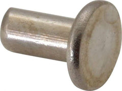 RivetKing - 1/4" Body Diam, Flat Uncoated Stainless Steel Solid Rivet - 1/2" Length Under Head, Grade 18-8 - Apex Tool & Supply