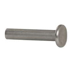 RivetKing - 1/4" Body Diam, Flat Uncoated Stainless Steel Solid Rivet - 1-1/4" Length Under Head, Grade 18-8 - Apex Tool & Supply