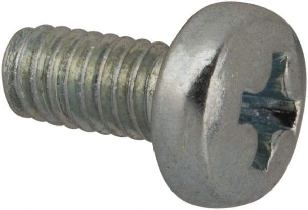 Value Collection - M2.5x0.45, 5mm Length Under Head Phillips Drive Machine Screw - Pan Head, Grade 4.8 Steel, Zinc-Plated Finish, Without Washer - Apex Tool & Supply