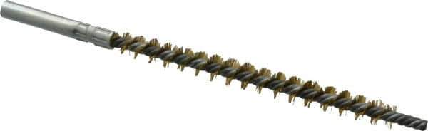 Schaefer Brush - 3" Brush Length, 1/4" Diam, Double Stem, Single Spiral Tube Brush - 4-1/2" Long, Brass, 8-32 Female Connection - Apex Tool & Supply