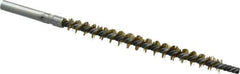 Schaefer Brush - 3" Brush Length, 1/4" Diam, Double Stem, Single Spiral Tube Brush - 4-1/2" Long, Brass, 8-32 Female Connection - Apex Tool & Supply