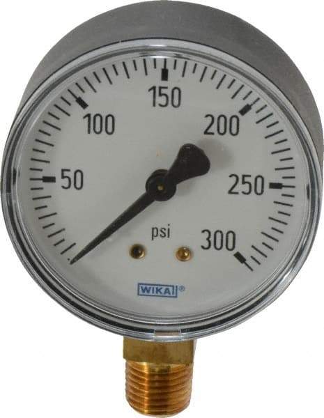 Wika - 2-1/2" Dial, 1/4 Thread, 0-300 Scale Range, Pressure Gauge - Lower Connection Mount, Accurate to 3-2-3% of Scale - Apex Tool & Supply