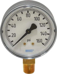 Wika - 2-1/2" Dial, 1/4 Thread, 0-160 Scale Range, Pressure Gauge - Lower Connection Mount, Accurate to 3-2-3% of Scale - Apex Tool & Supply